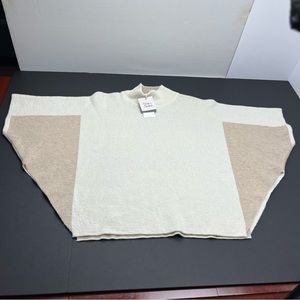 Note di‎ Anita Italy Wool Cashmere Blend Poncho Brown Ivory One Size NEW *FLAW